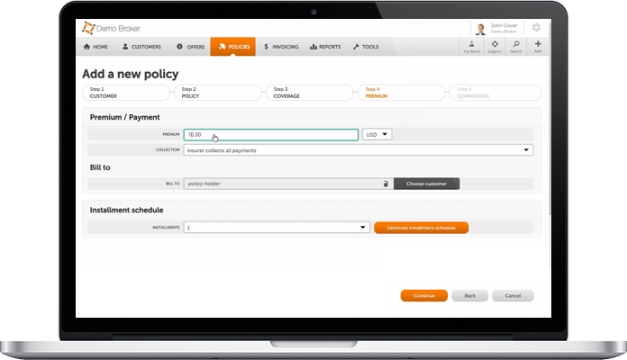 Insly cloud-based insurance platform