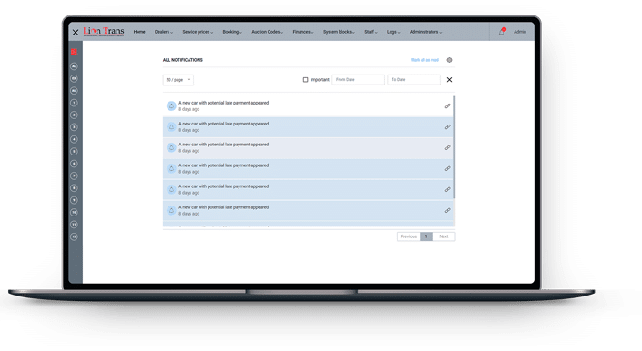 enterprise resource planning tool for a transport compony key