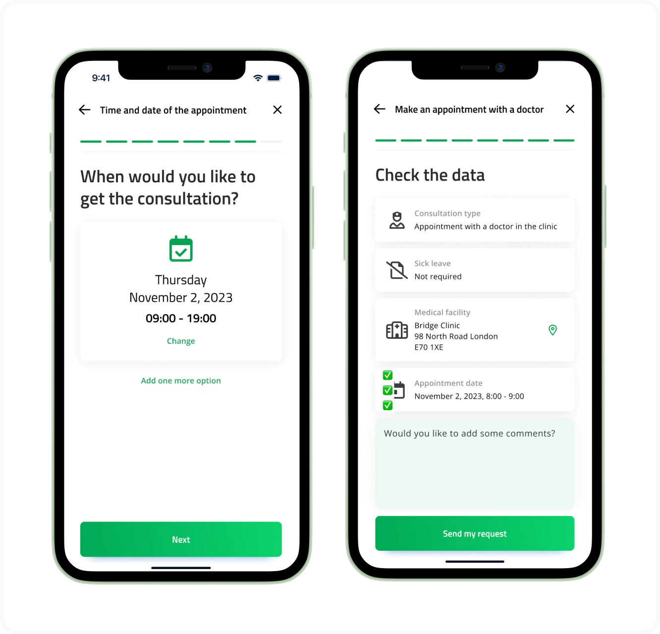 Appointment scheduling feature in hospital apps