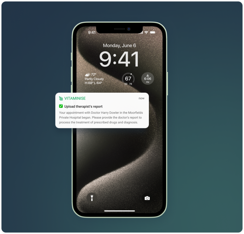 Push notifications in hospital applications