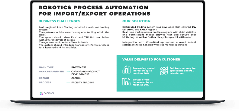 Robotics process automation for import/export operations