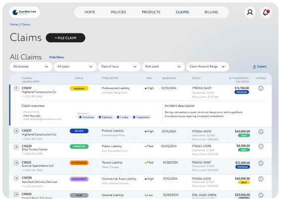 Claim management