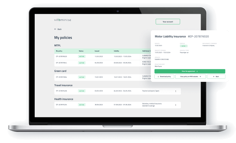 Vitaminise Web Portal manage documents