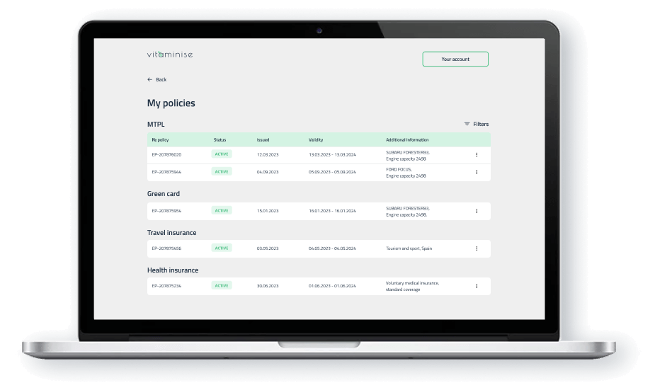 Vitaminise Web Portal manage documents