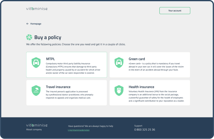 Vitaminise Web Portal buy policy